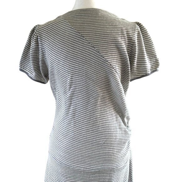 Peter Som Anthropologie 100% Linen Sweater Dress Gray White Stripe Size Large - Picture 5 of 8